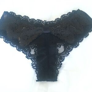 Sequin Tuxedo Style Black Victoria's Secret Panties M NWOT